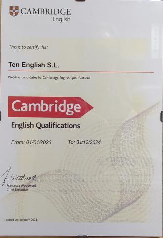 Cartel certificación Cambridge